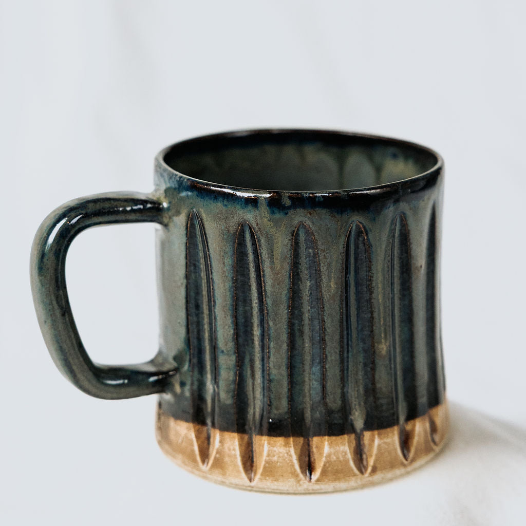 Carved Ceramic Mugs, Carved Pottery Mugs, Carved Cup, Carved Mug