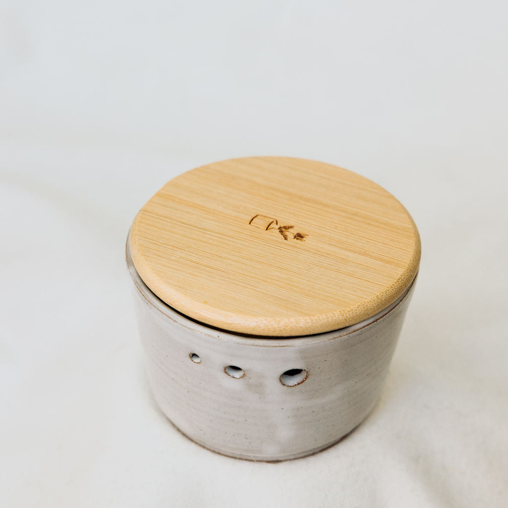 Lidded Pottery Herb Stripper