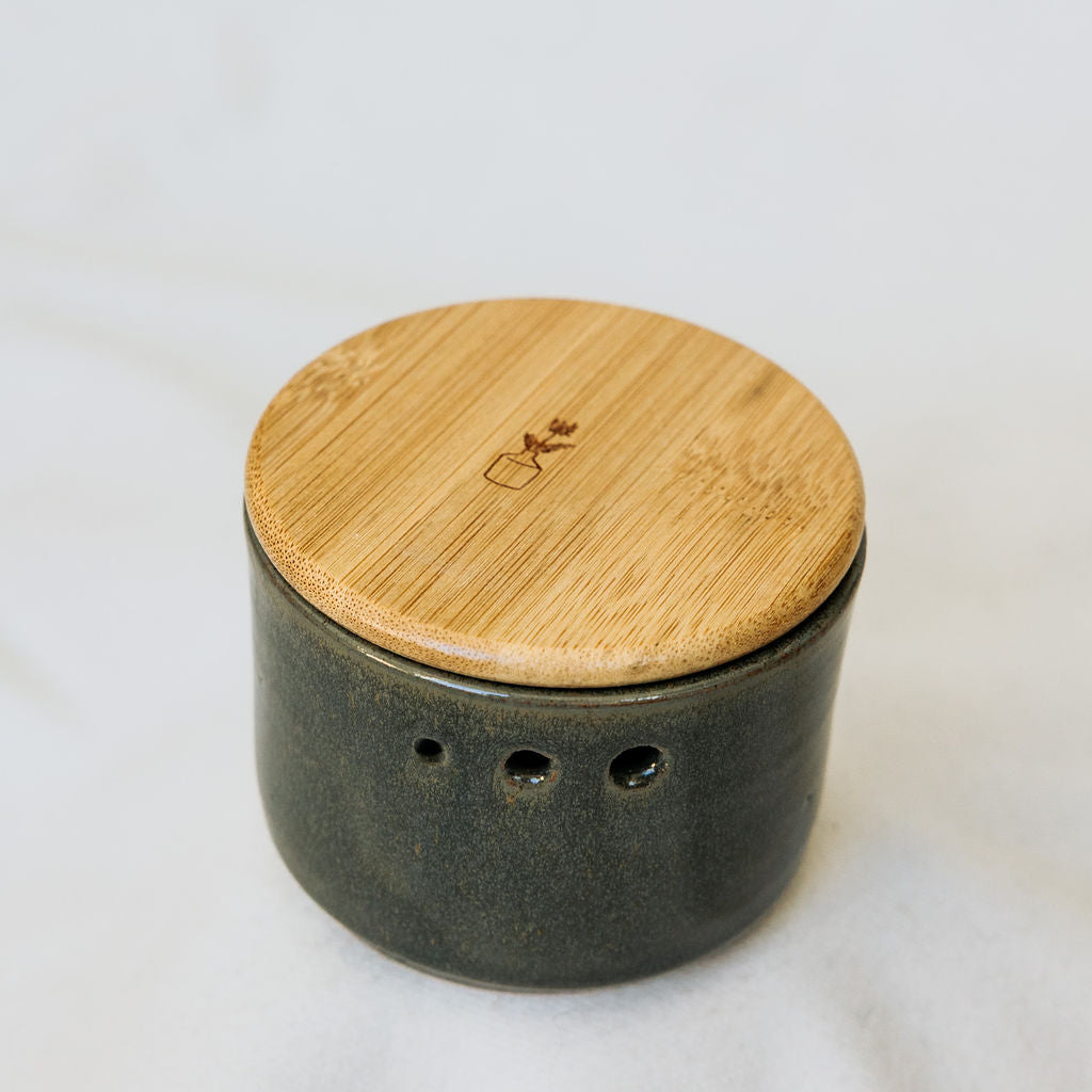 Lidded Pottery Herb Stripper