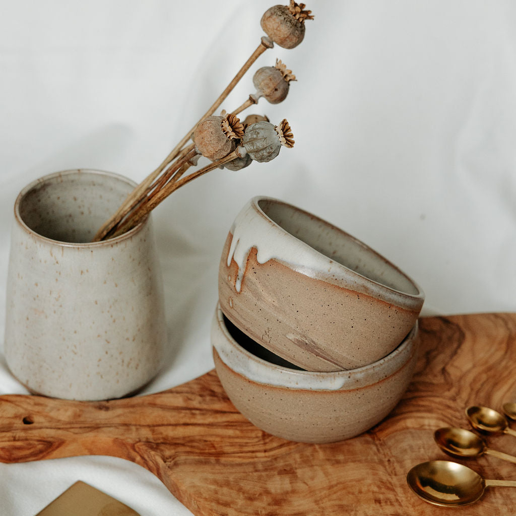 Wabi Sabi Cream Speckled Bowl With Drip