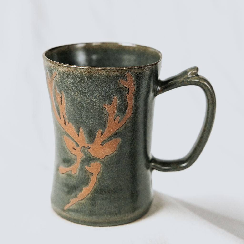 Ceramic Christmas Deer, Deer Christmas Mug, Deer Head Pottery Mug