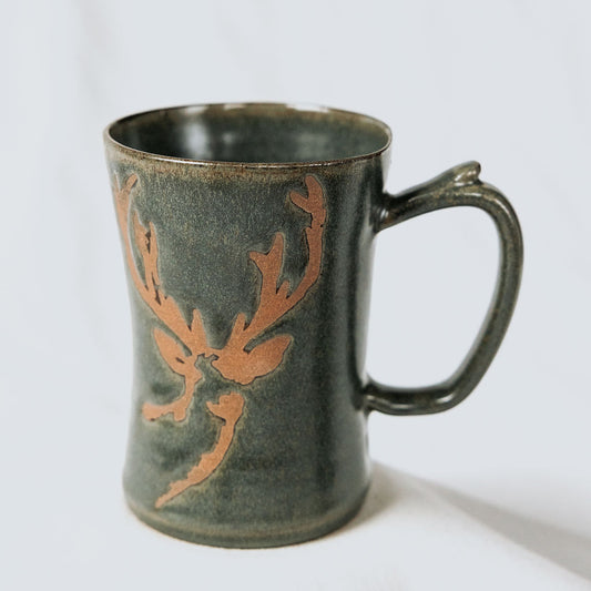 Ceramic Christmas Deer, Deer Christmas Mug, Deer Head Pottery Mug