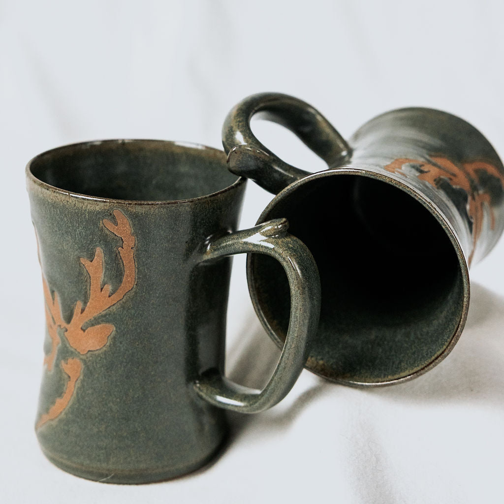 Ceramic Christmas Deer, Deer Christmas Mug, Deer Head Pottery Mug