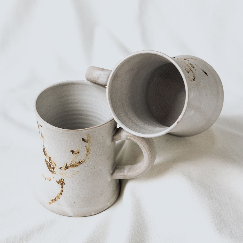Ceramic Christmas Deer, Deer Christmas Mug, Deer Head Pottery Mug