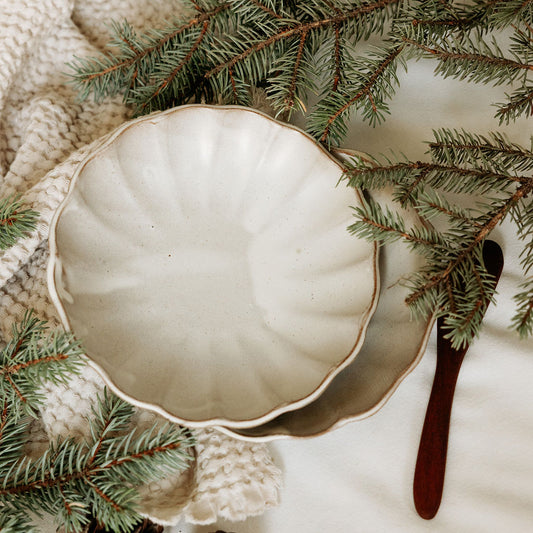 Scalloped Cream Bowl