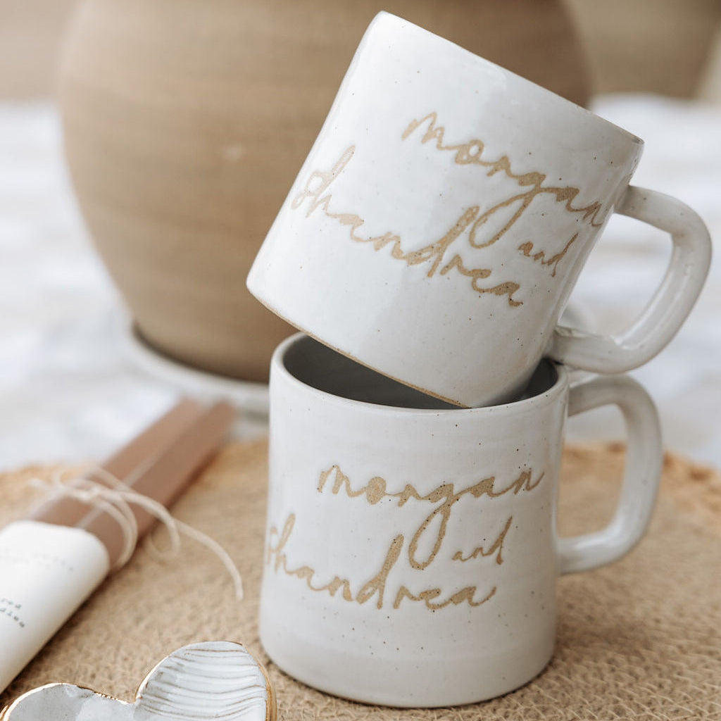 Custom Mug in Glossy White for weddings, anniversaries, and more!