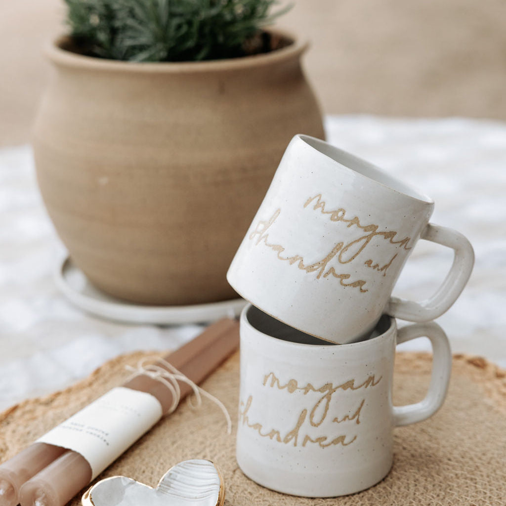 Custom Mug in Glossy White for weddings, anniversaries, and more!