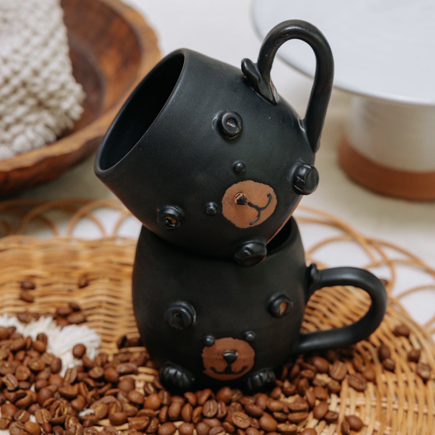 Grumpy the Bear Pottery Mugs