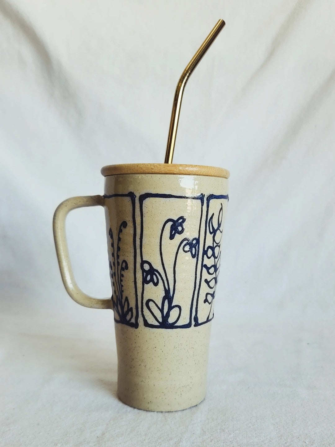 Iced Coffee To Go Cup - Product of Canada - Handmade Botanical To Go Mug
