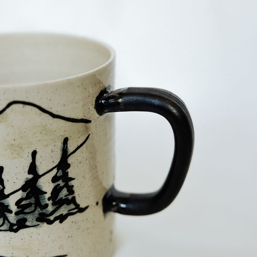Camping Scene Mug - Product of Canada - Painted Pottery Mug