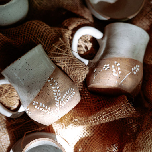 Carved Wildflower Mug