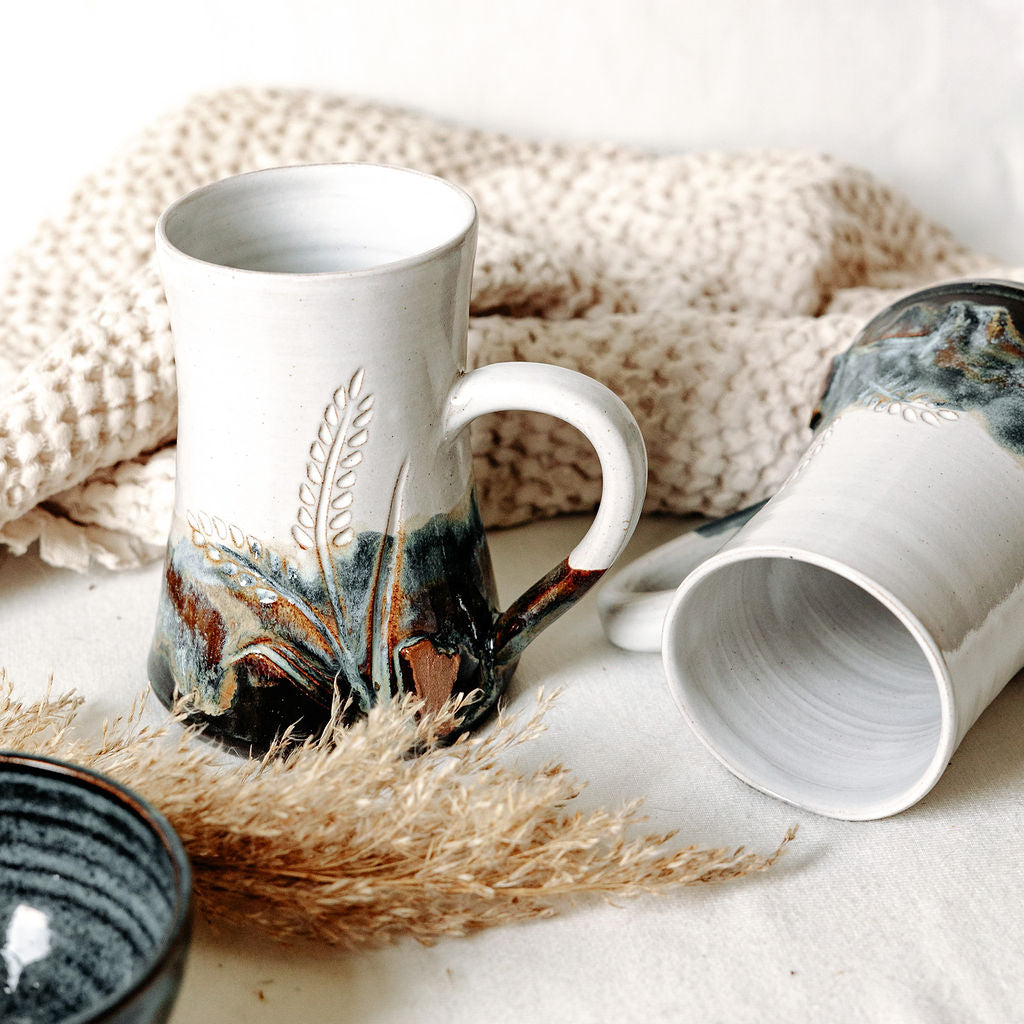 Manitoba Mug with Carved Wheat and Local Clay