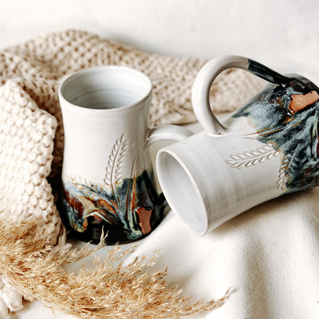 Manitoba Mug with Carved Wheat and Local Clay