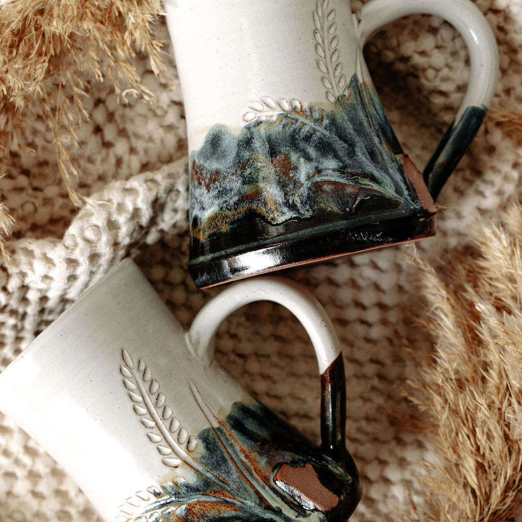 Manitoba Mug with Carved Wheat and Local Clay