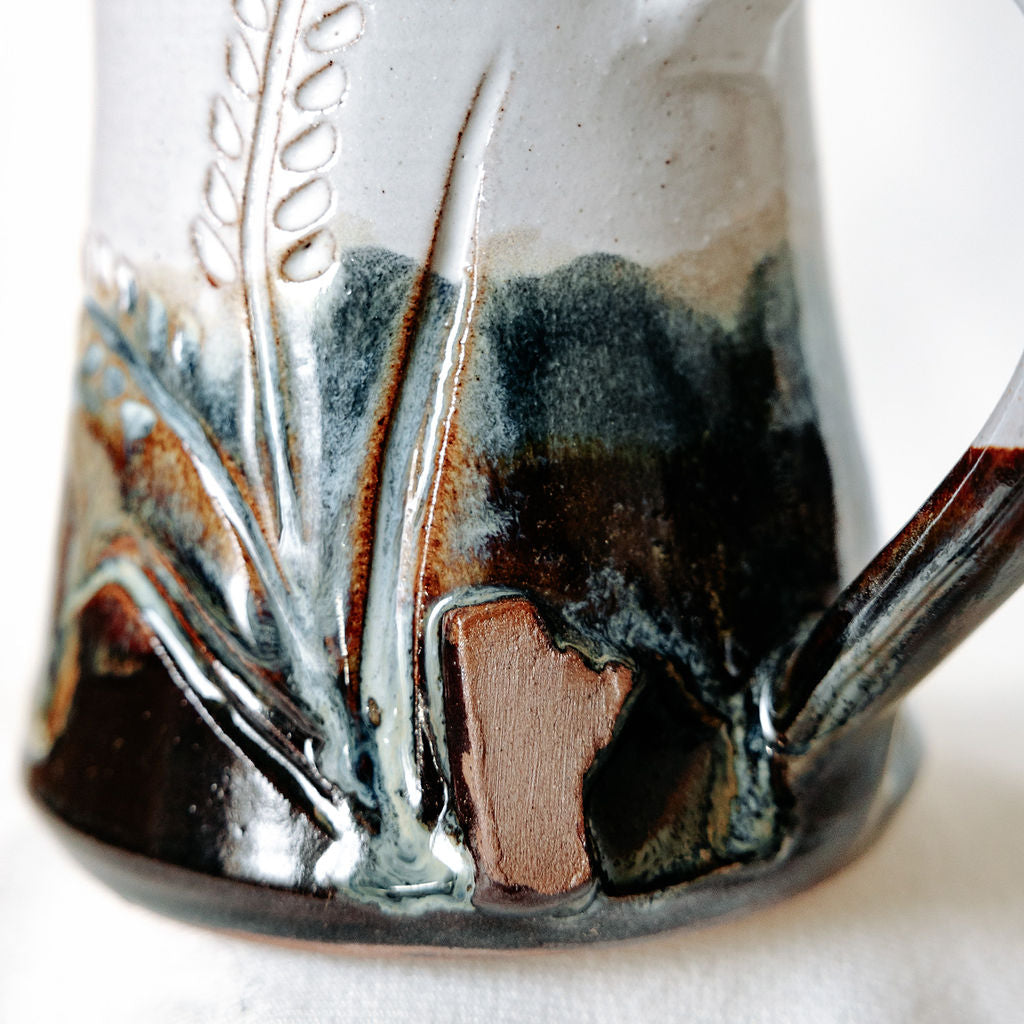 Manitoba Mug with Carved Wheat and Local Clay