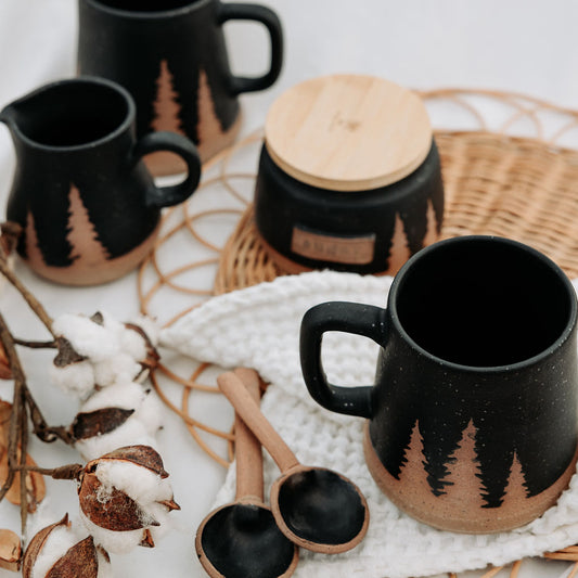 READY TO SHIP- Evergreen or Pine Tree Coffee Pottery Mug