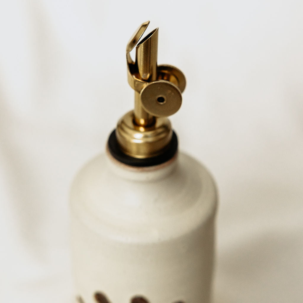 Handmade Fall Floral Oil Dispenser - Made in Canada - Hand Thrown Stoneware