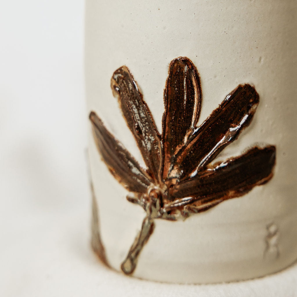 Handmade Fall Floral Oil Dispenser - Made in Canada - Hand Thrown Stoneware