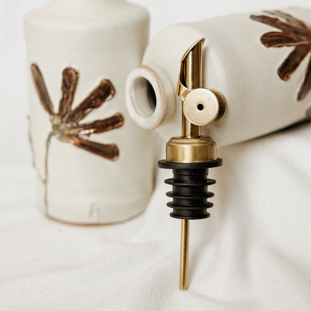 Handmade Fall Floral Oil Dispenser - Made in Canada - Hand Thrown Stoneware