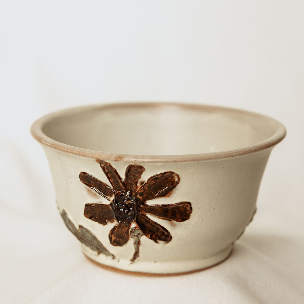 Fall Floral Serving Bowl - Made in Canada - Wheel Thrown Stoneware