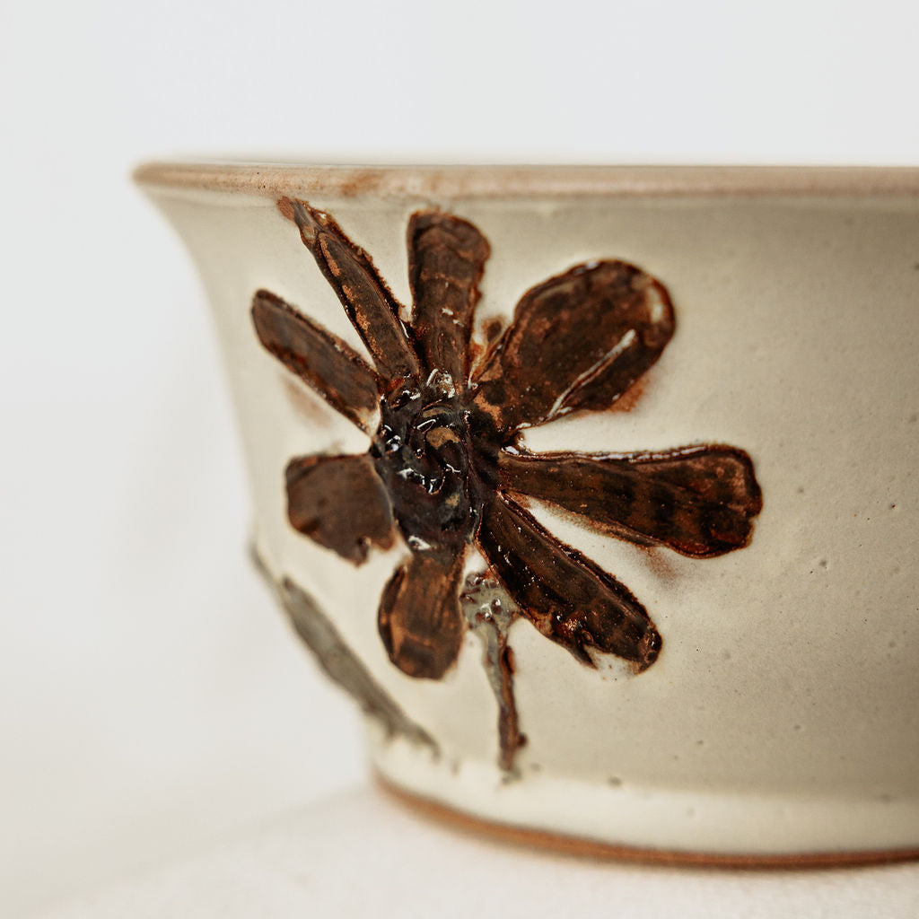 Fall Floral Serving Bowl - Made in Canada - Wheel Thrown Stoneware
