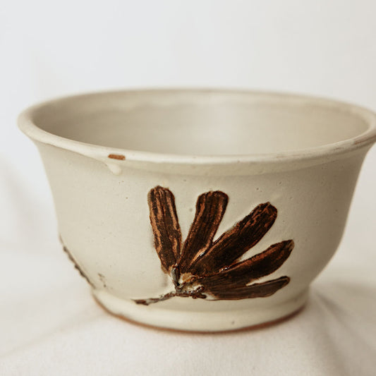 Fall Floral Serving Bowl - Made in Canada - Wheel Thrown Stoneware
