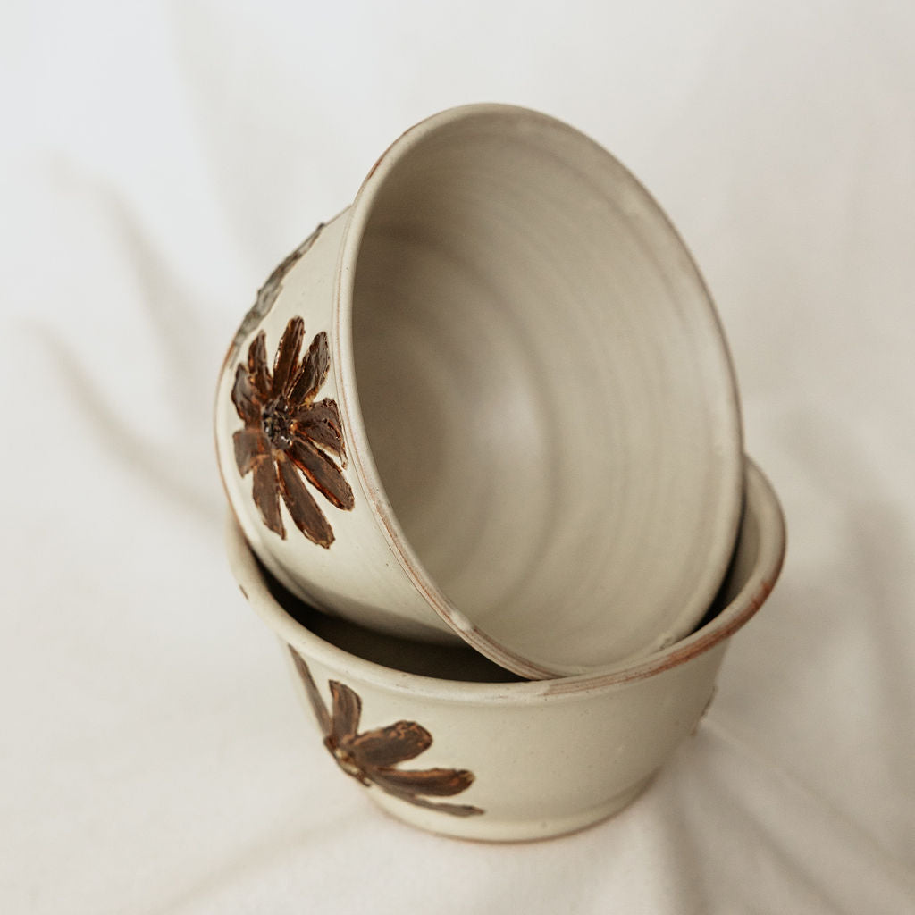 Fall Floral Serving Bowl - Made in Canada - Wheel Thrown Stoneware