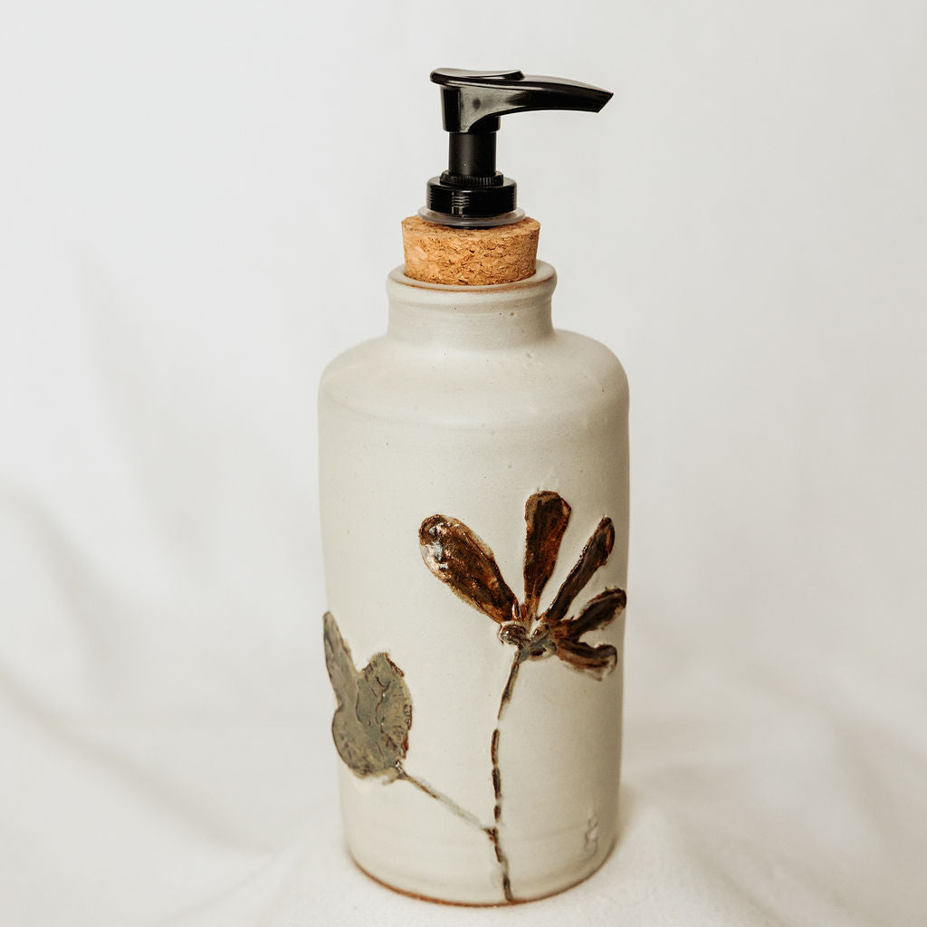 Handmade Fall Floral Soap Dispenser - Made in Canada - Hand Thrown Stoneware (Copy)