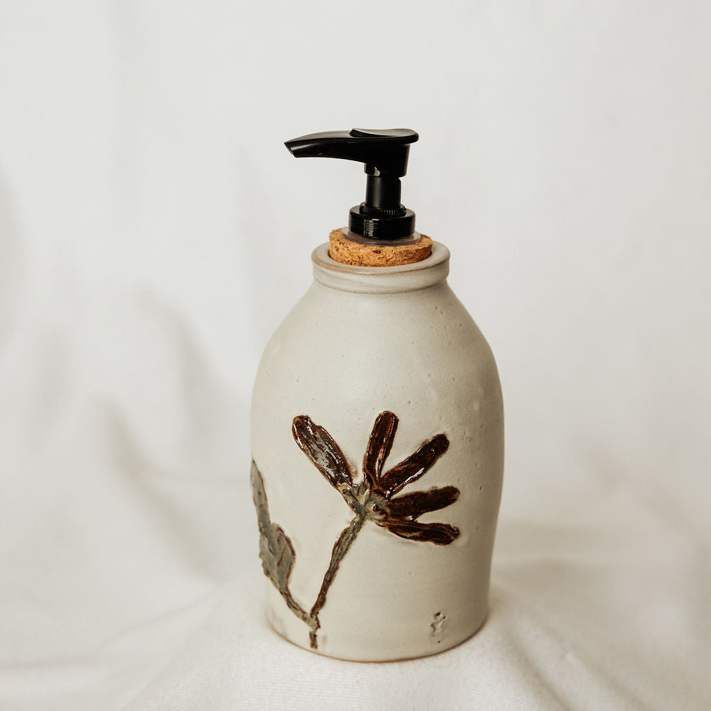 Handmade Fall Floral Soap Dispenser - Made in Canada - Hand Thrown Stoneware (Copy)