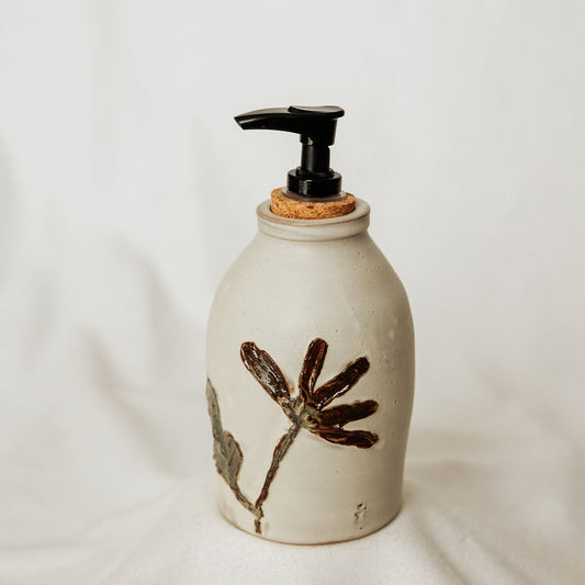 Handmade Fall Floral Soap Dispenser - Made in Canada - Hand Thrown Stoneware (Copy)