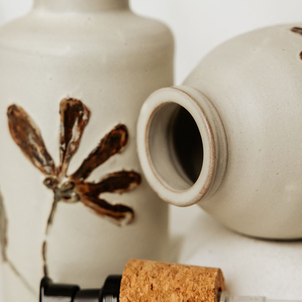 Handmade Fall Floral Soap Dispenser - Made in Canada - Hand Thrown Stoneware (Copy)