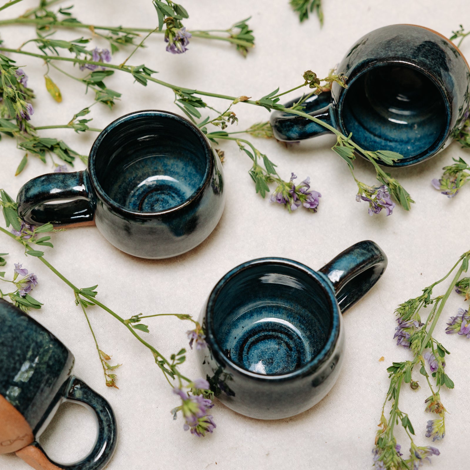 Glossy Teal/Blue Espresso Cups, Tiny Coffee Mug – Thistlewood