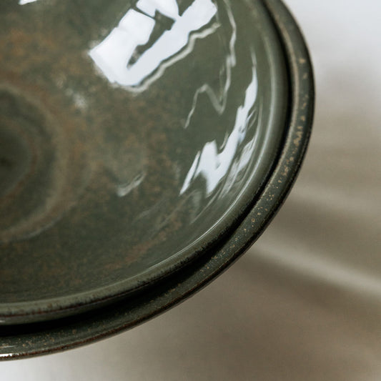 Handmade Glossy Green Pottery Serving Bowl | Ceramic Salad Bowl | Large Stoneware Serving Dish | Handmade in Canada