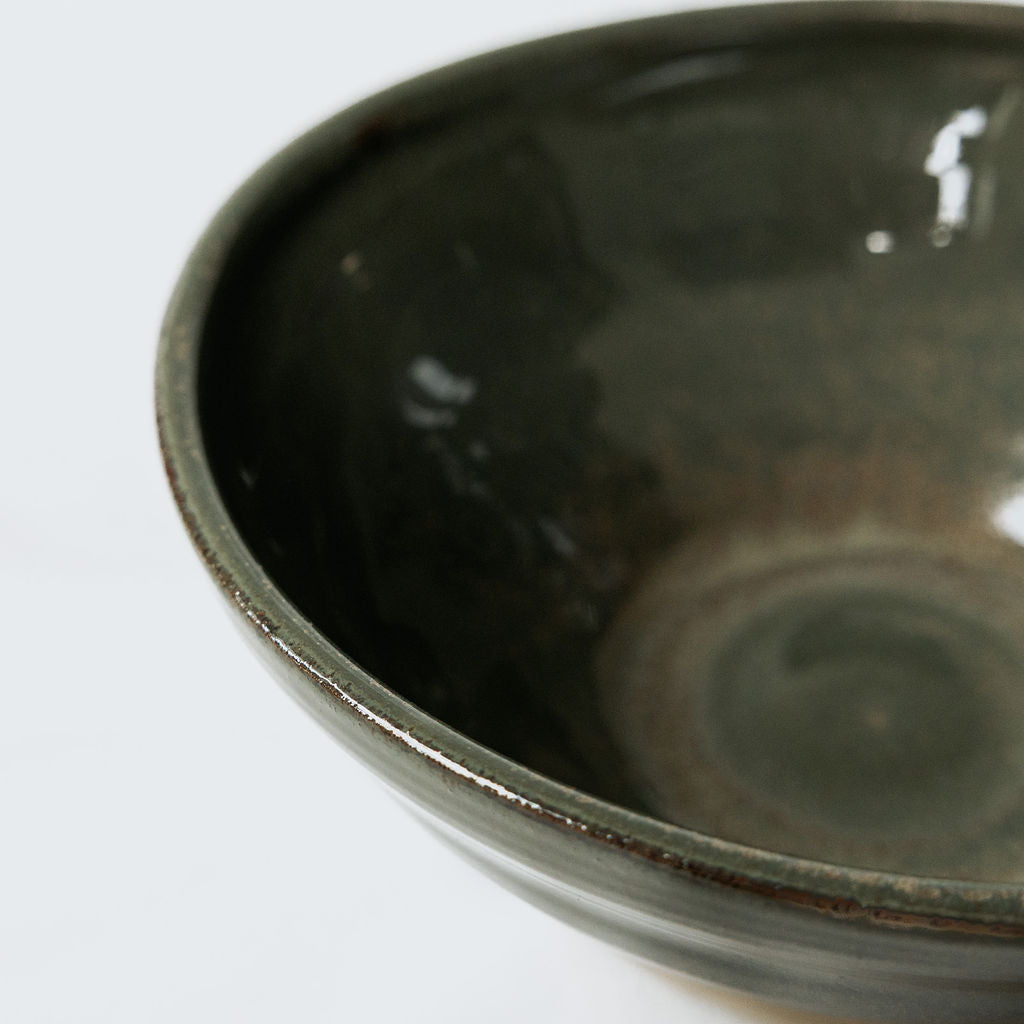 Handmade Glossy Green Pottery Serving Bowl | Ceramic Salad Bowl | Large Stoneware Serving Dish | Handmade in Canada