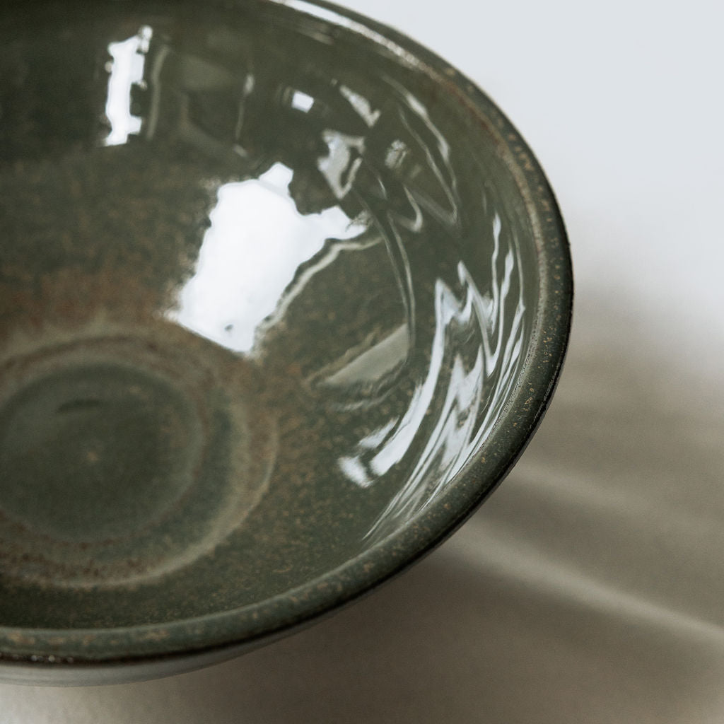 Handmade Glossy Green Pottery Serving Bowl | Ceramic Salad Bowl | Large Stoneware Serving Dish | Handmade in Canada