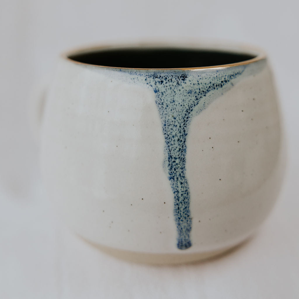 Teal and White Pottery Mug Handmade in Manitoba