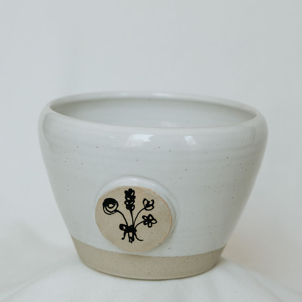 Bowl- Flower Pot- Handdrawn Bowl for Decor, Storage, or Flowers