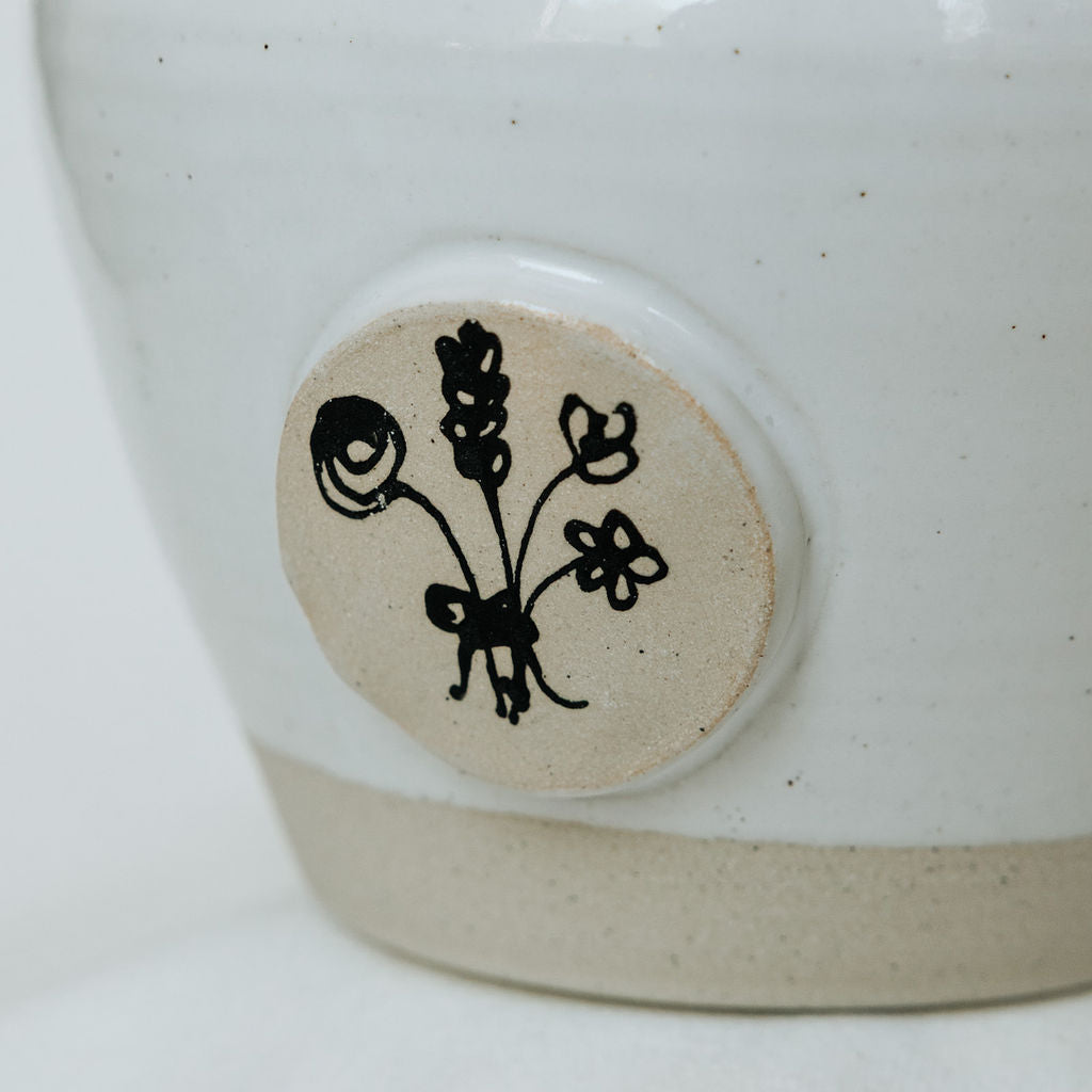 Bowl- Flower Pot- Handdrawn Bowl for Decor, Storage, or Flowers