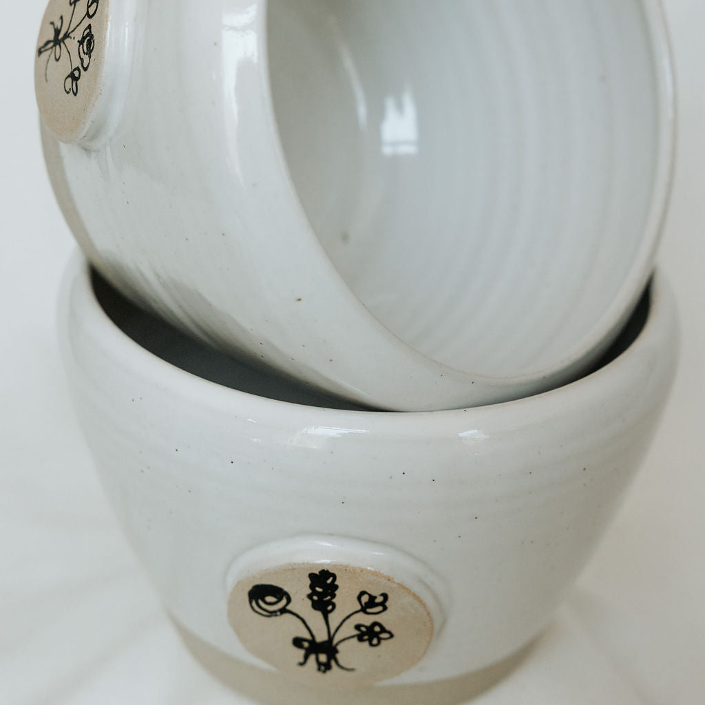 Bowl- Flower Pot- Handdrawn Bowl for Decor, Storage, or Flowers