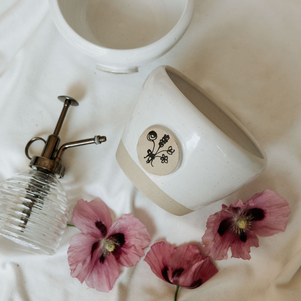 Bowl- Flower Pot- Handdrawn Bowl for Decor, Storage, or Flowers