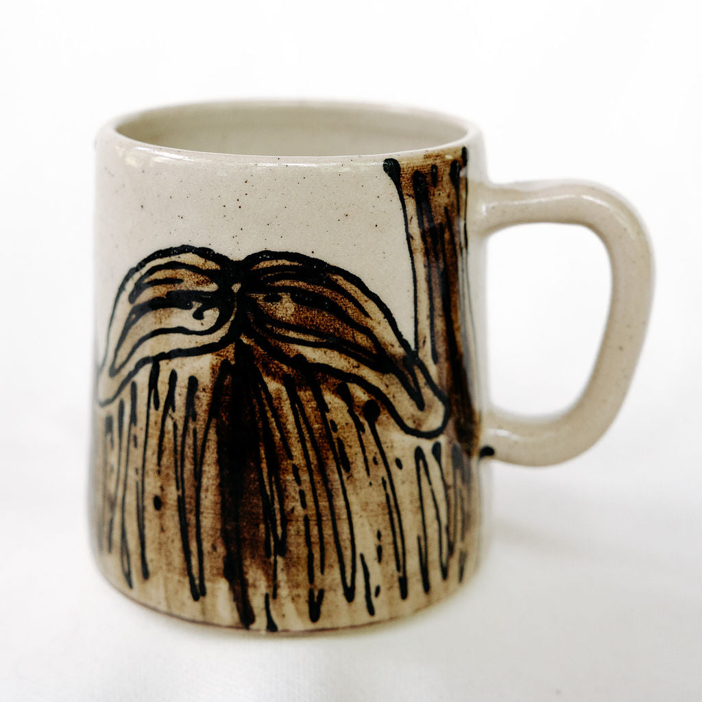 Hand Drawn Moustache Pottery Mug for Dad