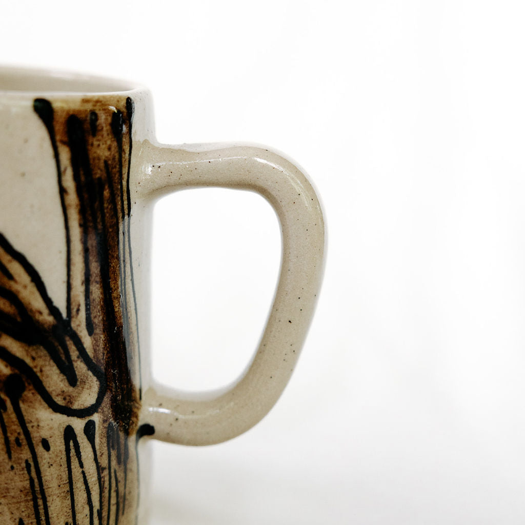 Hand Drawn Moustache Pottery Mug for Dad