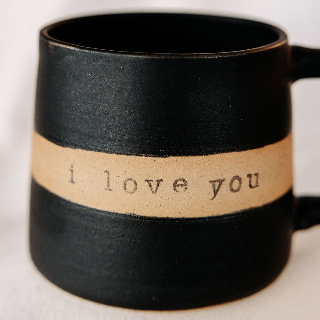 PERSONALIZE IT!!! Basic Black Mug with White Strip for Custom Message