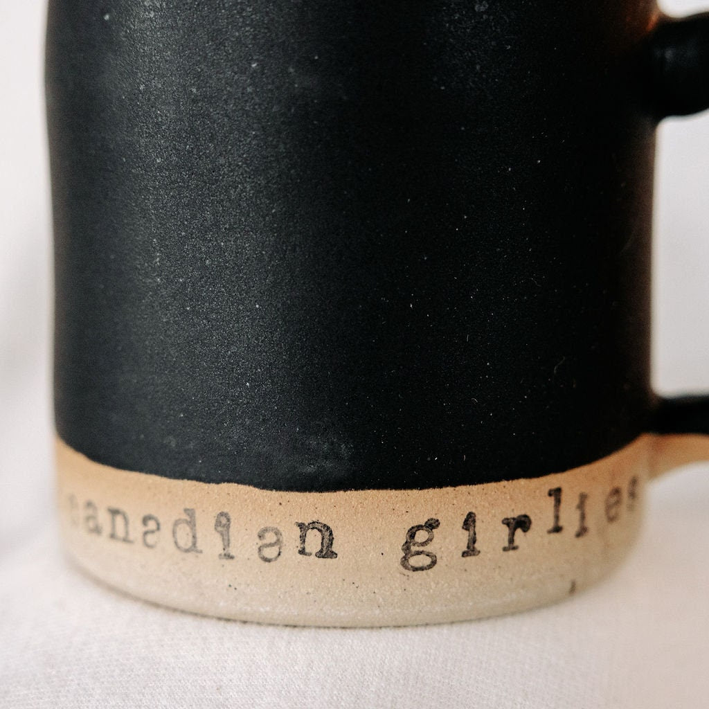 PERSONALIZE IT!!! Basic Black Mug with White Strip for Custom Message