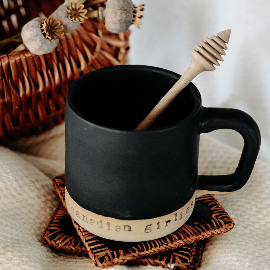 PERSONALIZE IT!!! Basic Black Mug with White Strip for Custom Message