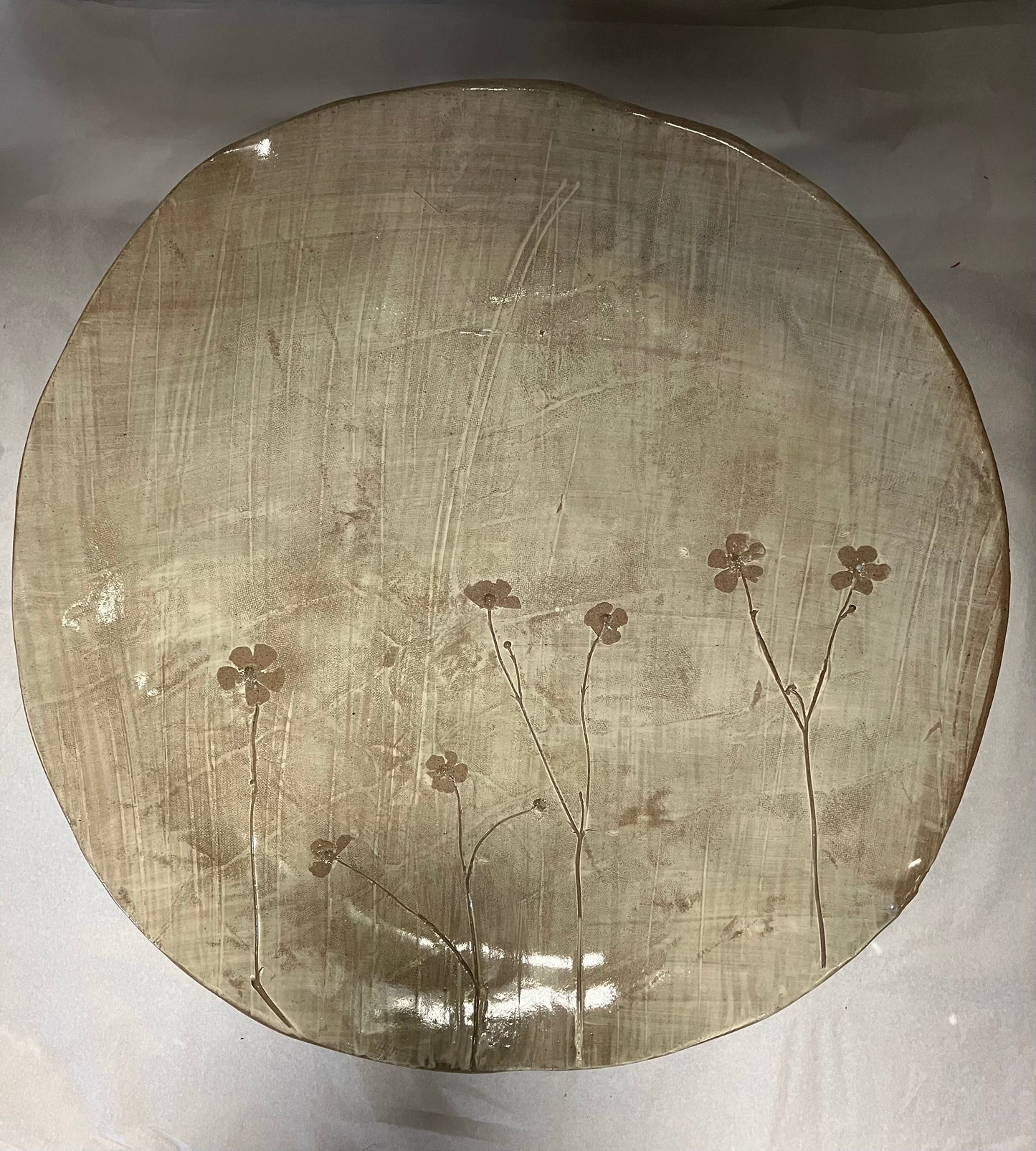Large Organic Pottery Serving Tray in Buttercup Design