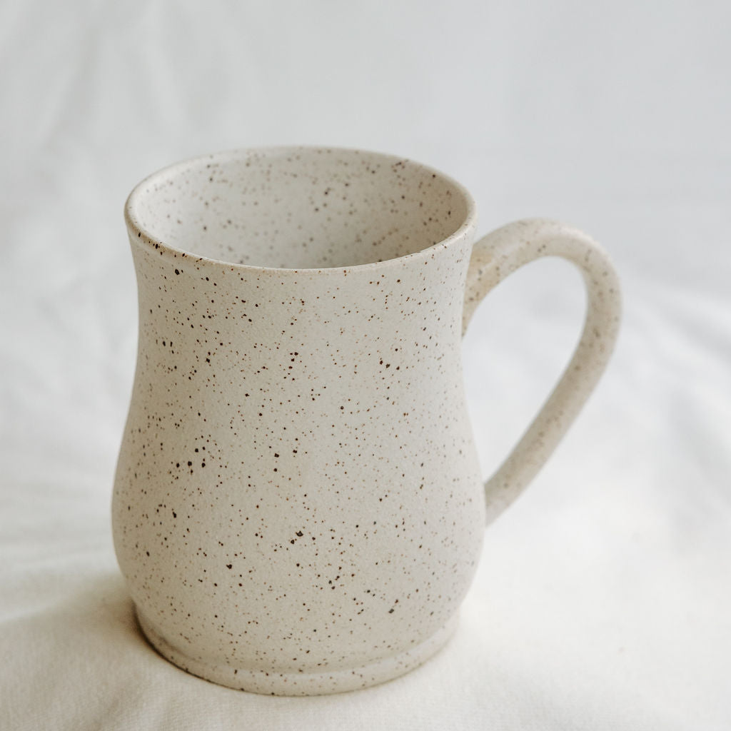 Organic Speckled Matte White Pottery Mug
