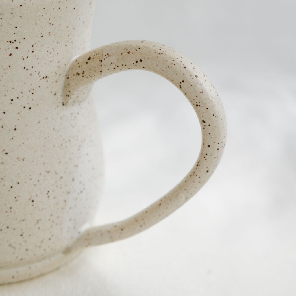 Organic Speckled Matte White Pottery Mug