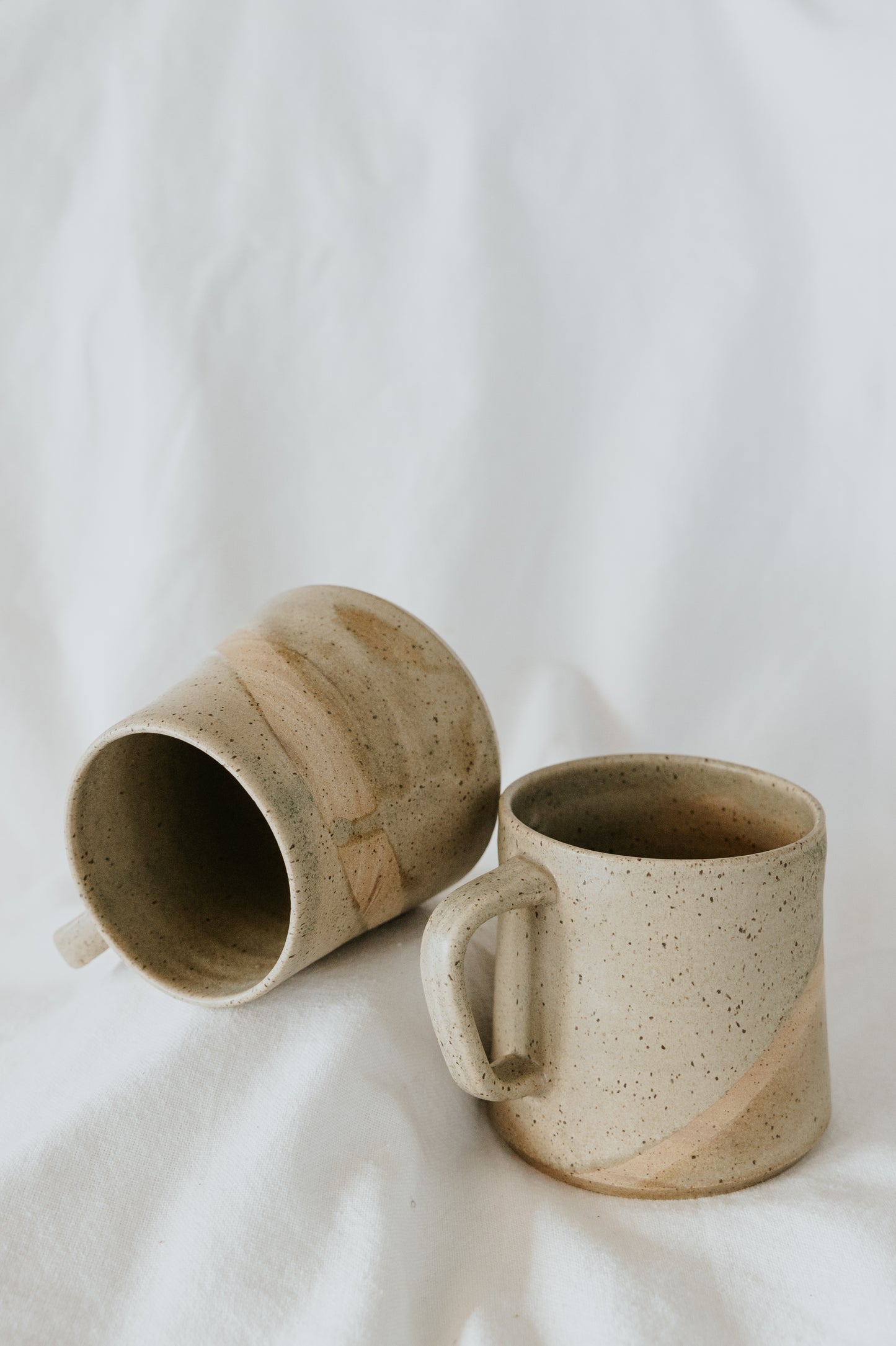 Green Speckled Pottery Coffee Mug, Silver Willow