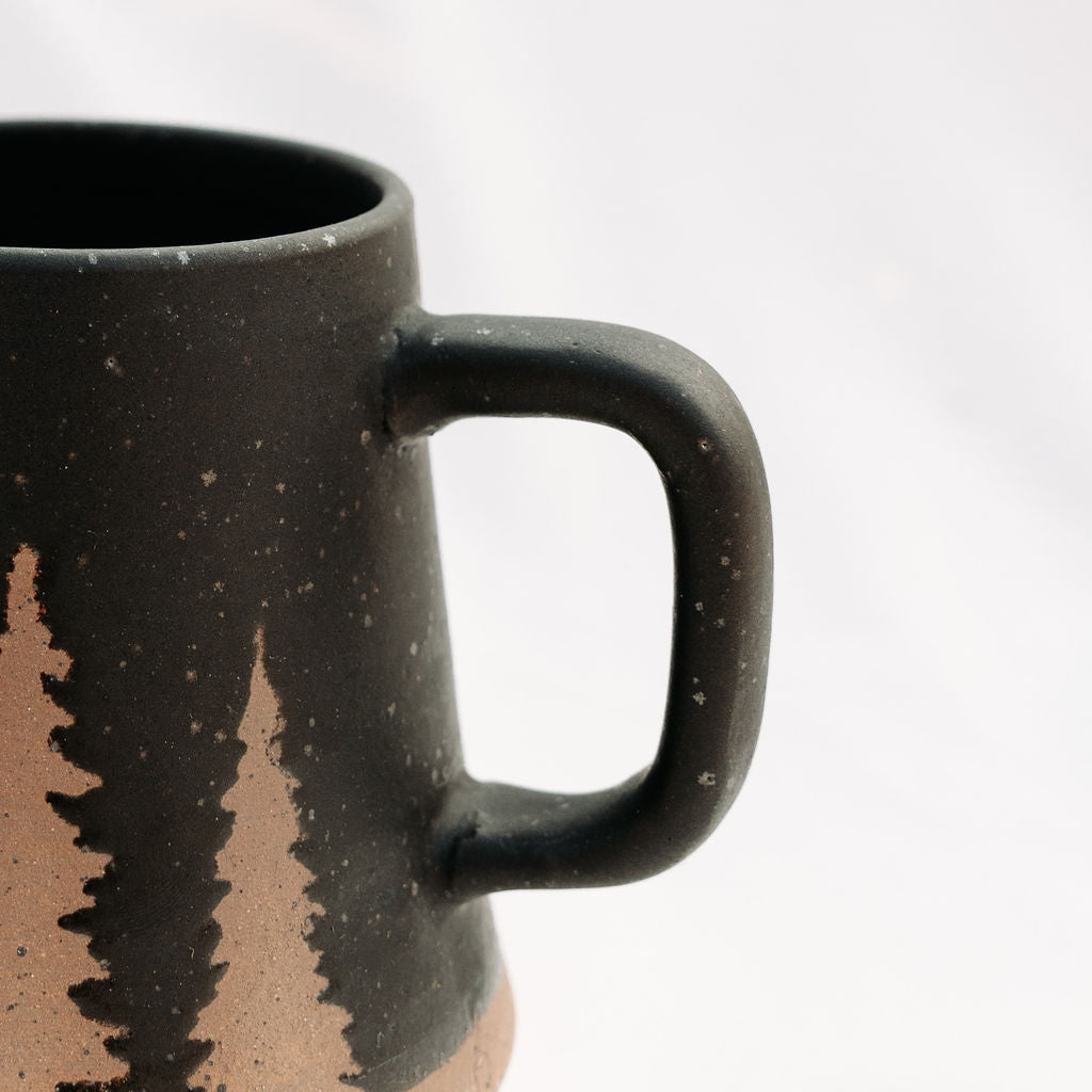 Pottery Coffee Mug, Evergreen or Pine Tree Cup